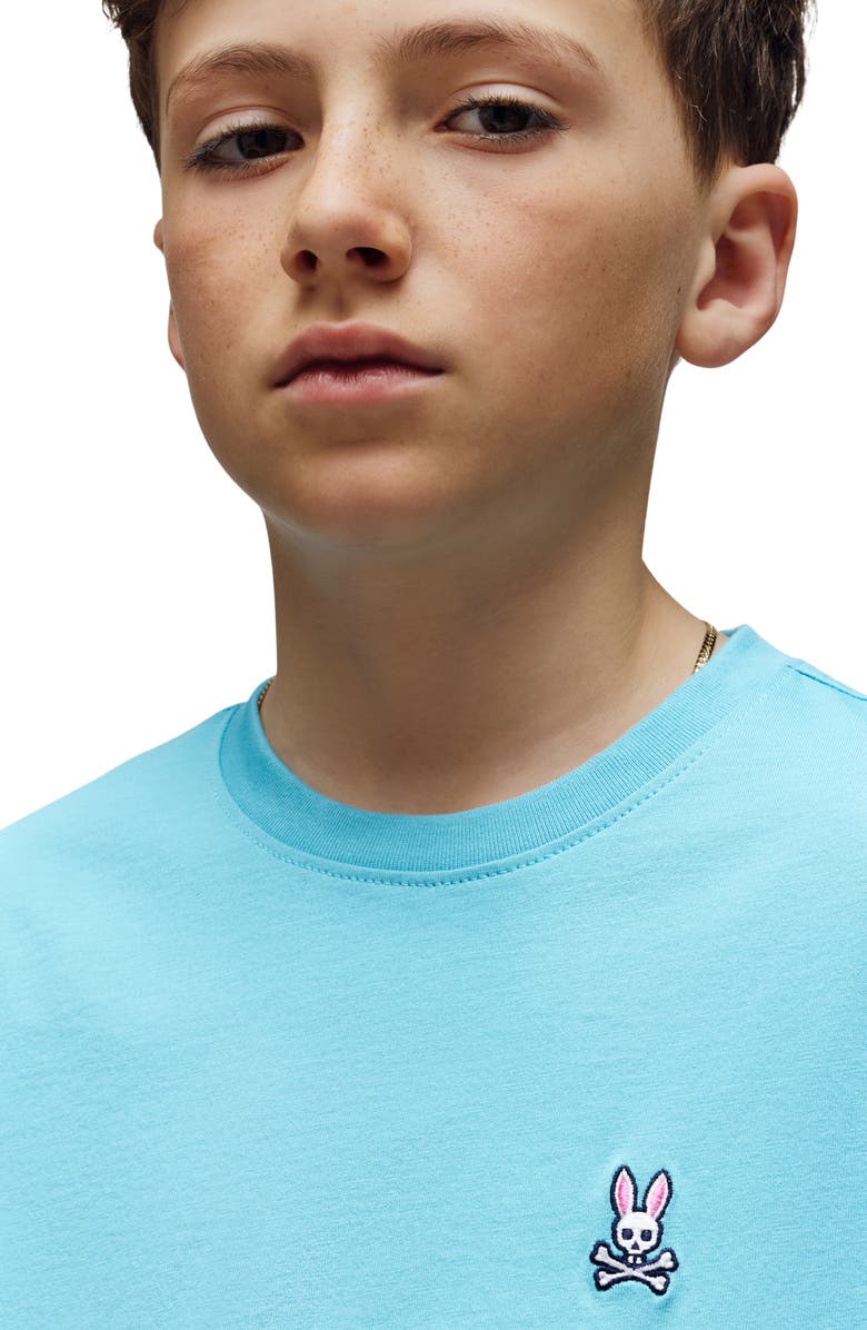 Psycho Bunny Kids' Classic Logo Embroidered Crewneck T-Shirt, Alternate, color, Milky Blue