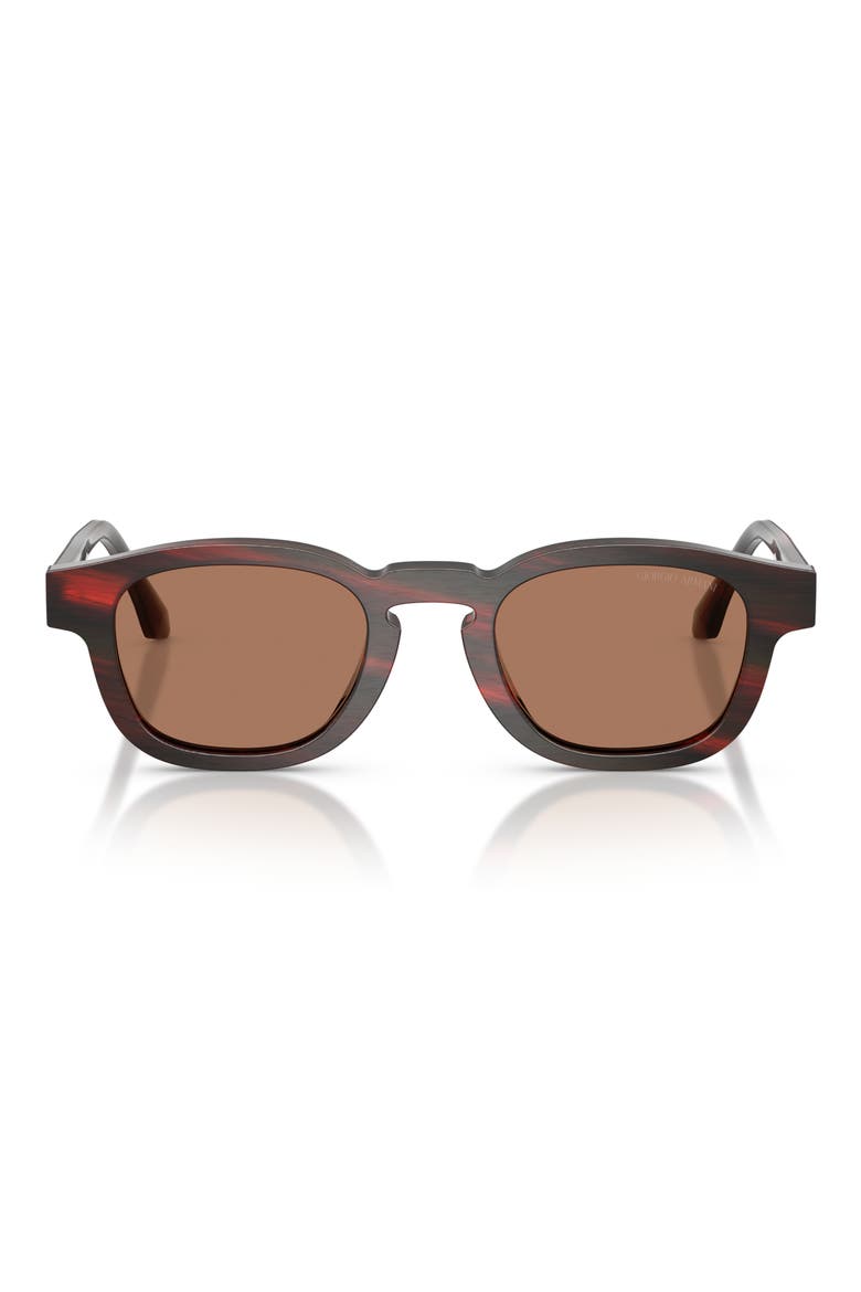 48mm Rectangle Sunglasses, Main, color, BRUSHED STRIPED RED / BROWN