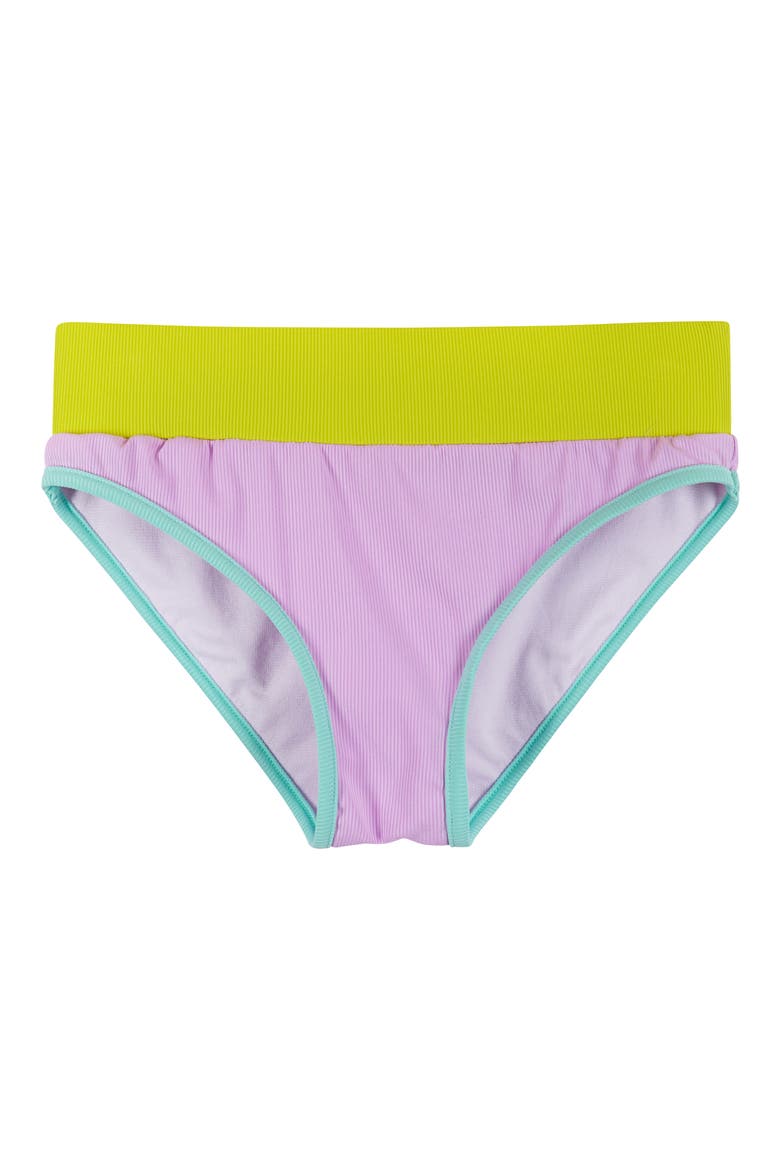 Kids' Rib Colorblock Two-Piece Swimsuit, Alternate, color, PURPLE