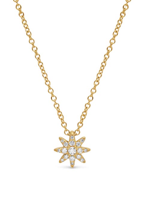 Petite Starburst Station Necklace with Diamonds in 18k Gold