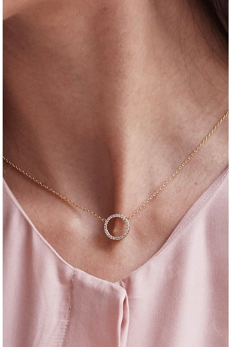 Large Pavé Crystal Circle Pendant Necklace, Alternate, color, GOLD