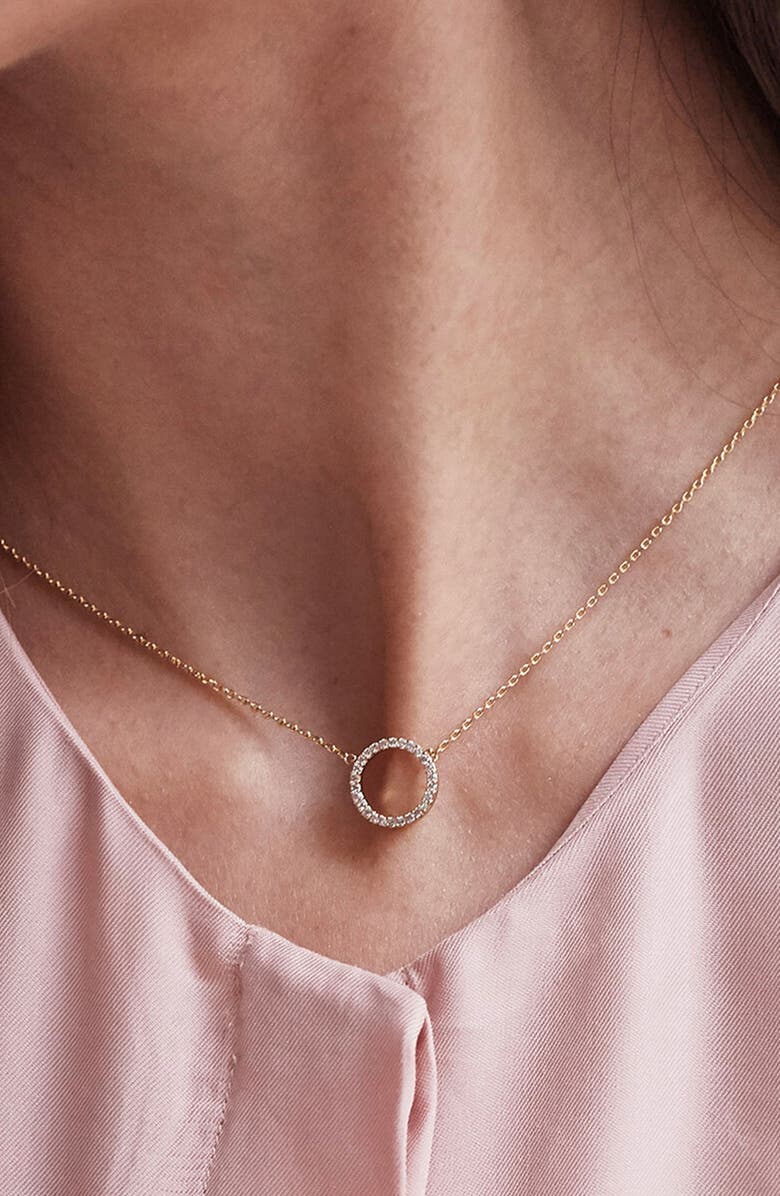 Estella Bartlett Large Pavé Crystal Circle Pendant Necklace, Alternate, color, Gold