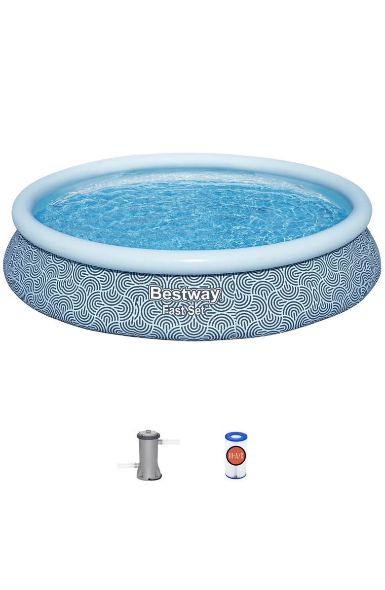 Fast Set Bestway Fast Set PVC 15' Above Ground Round Inflatable Swimming Pool Set with 530 GPH Filter Pump, Main, color,
