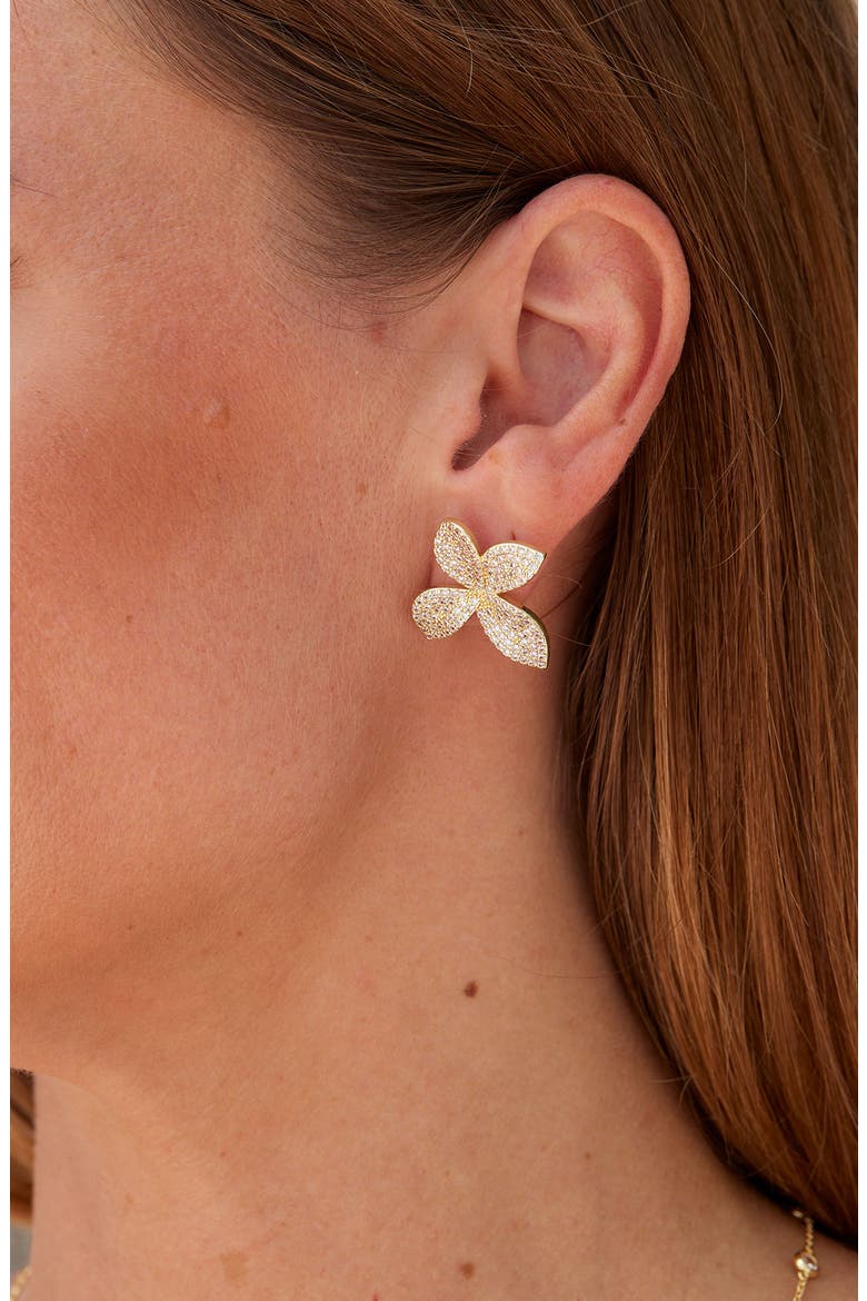 Large Prime Rose Pavé Stud Earrings, Alternate, color, YELLOW