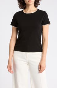 T Tahari Short Sleeve Shell Stitched T-Shirt
