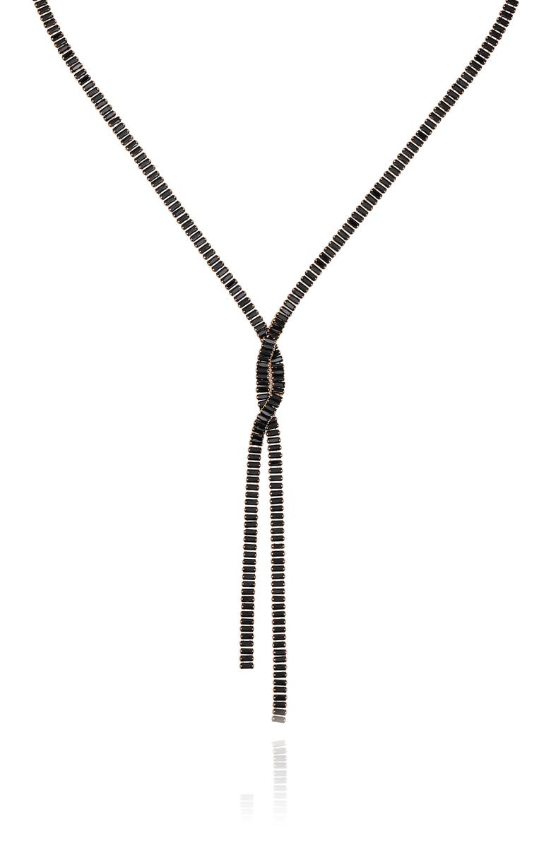 Vince Camuto Crystal Baguette Bolo Necklace, Alternate, color, Gold Tone