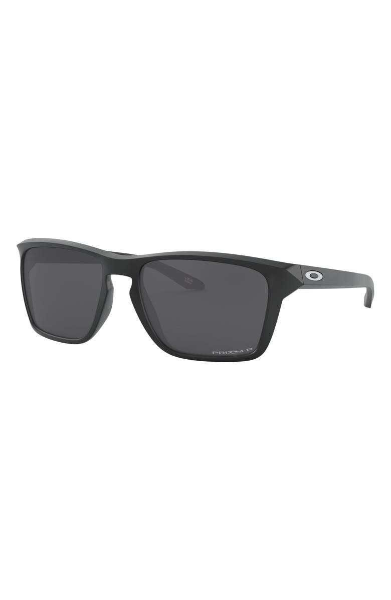 Oakley Sylas 57mm Prizm<sup>™</sup> Polarized Keyhole Sunglasses, Alternate, color, Black