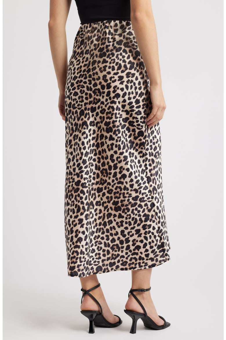 Ione Leopard Print Satin Slip Skirt, Alternate, color, LEOPARD