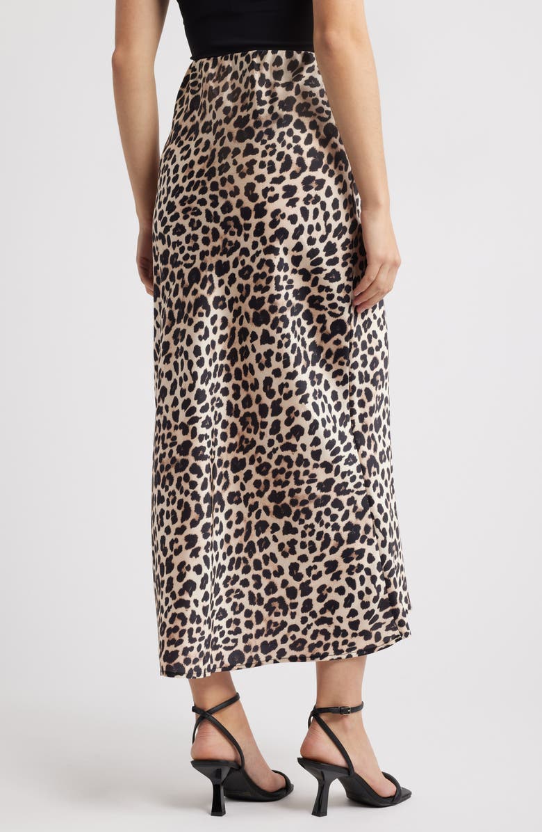 NIKKI LUND Ione Leopard Print Satin Slip Skirt, Alternate, color, Leopard