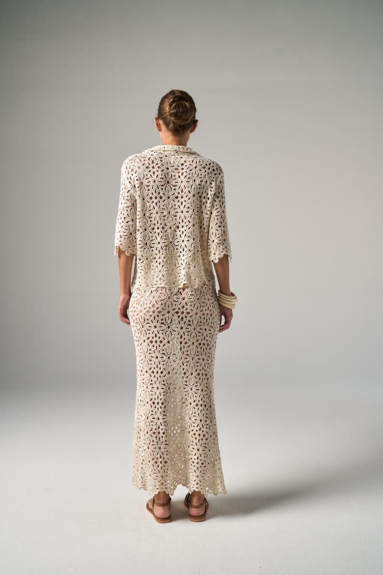 Maud Skirt in Beaded Macrame, Alternate, color, Oat