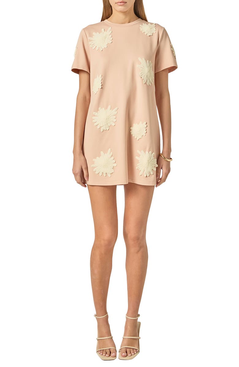 English Factory Flower Detail T-Shirt Minidress, Main, color, Peach