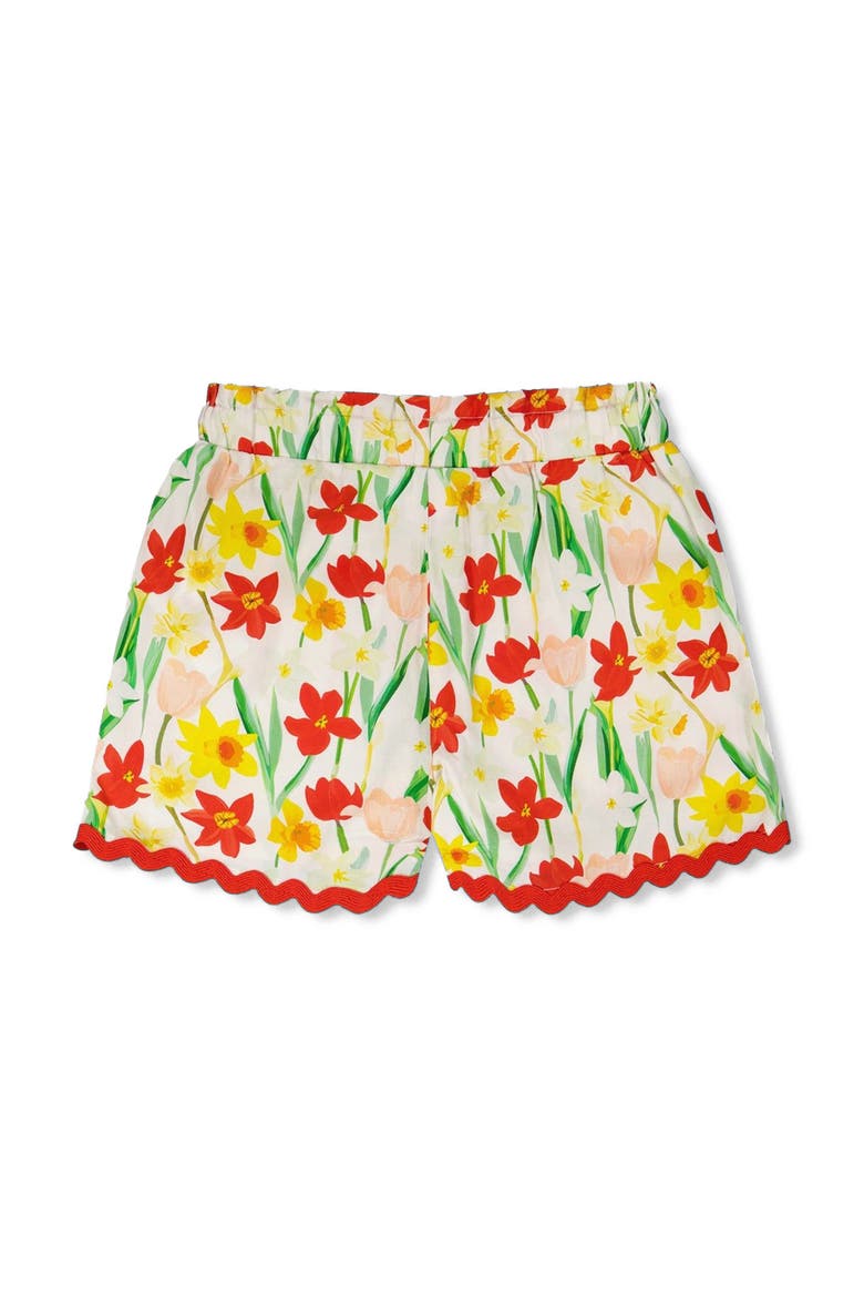 Viscose Daffodil Shorts, Alternate, color, White Printed Daffodils