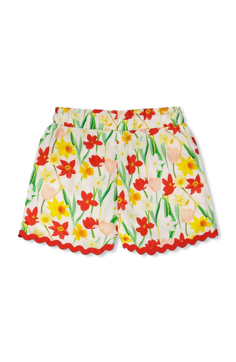 Deux par Deux Viscose Daffodil Shorts, Alternate, color, White Printed Daffodils