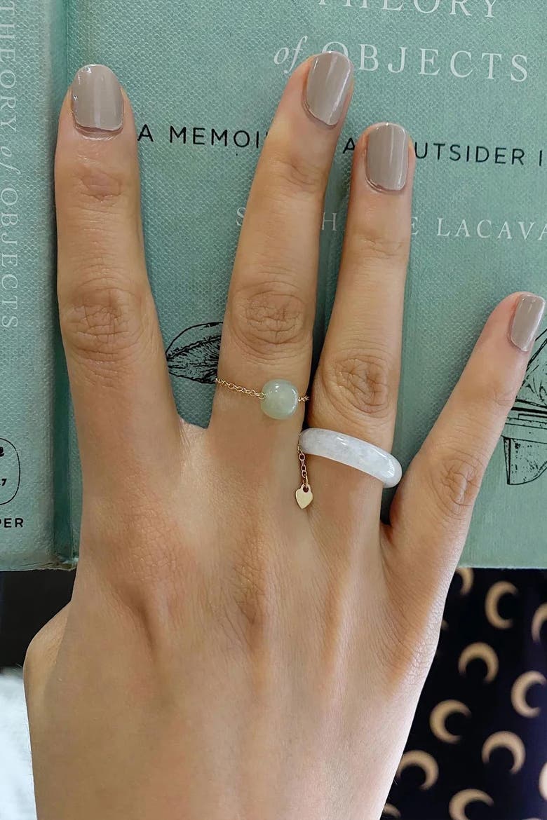 Zodiac Libra Skinny Chain Jade Ring, Alternate, color, Light green