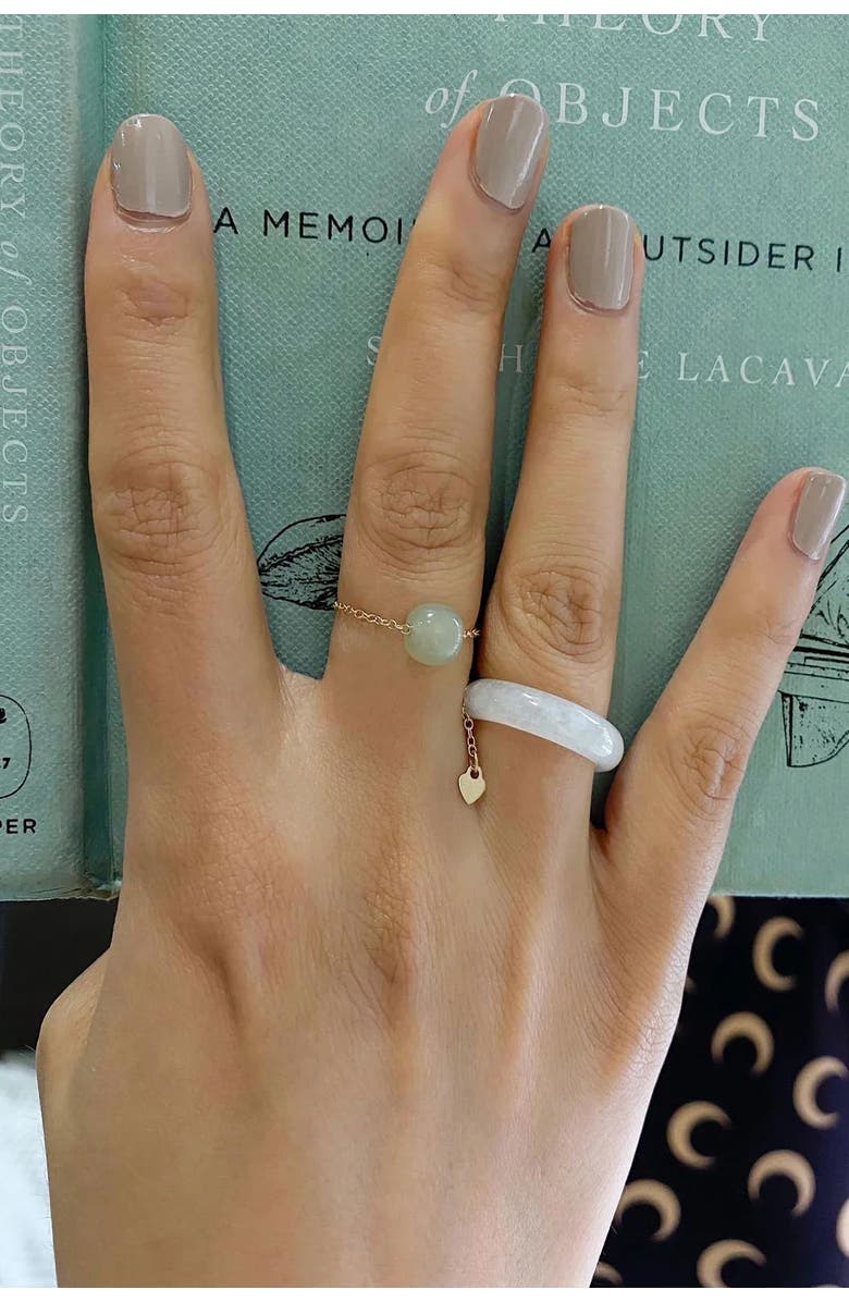 seree Zodiac collection Libra Skinny gold chain jade ring, Alternate, color, Light Green