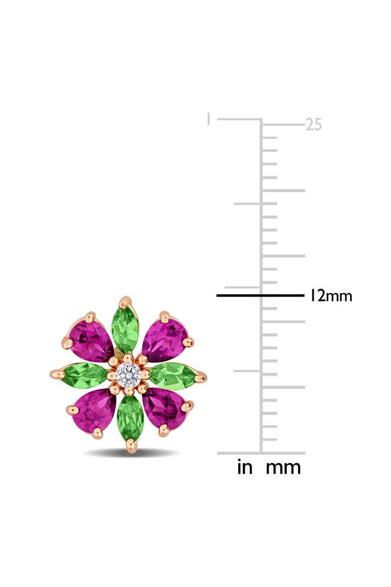 Gemstone Flower Stud Earrings Rose-Plated Silver, Alternate, color, Rose-Plated Sterling Silver