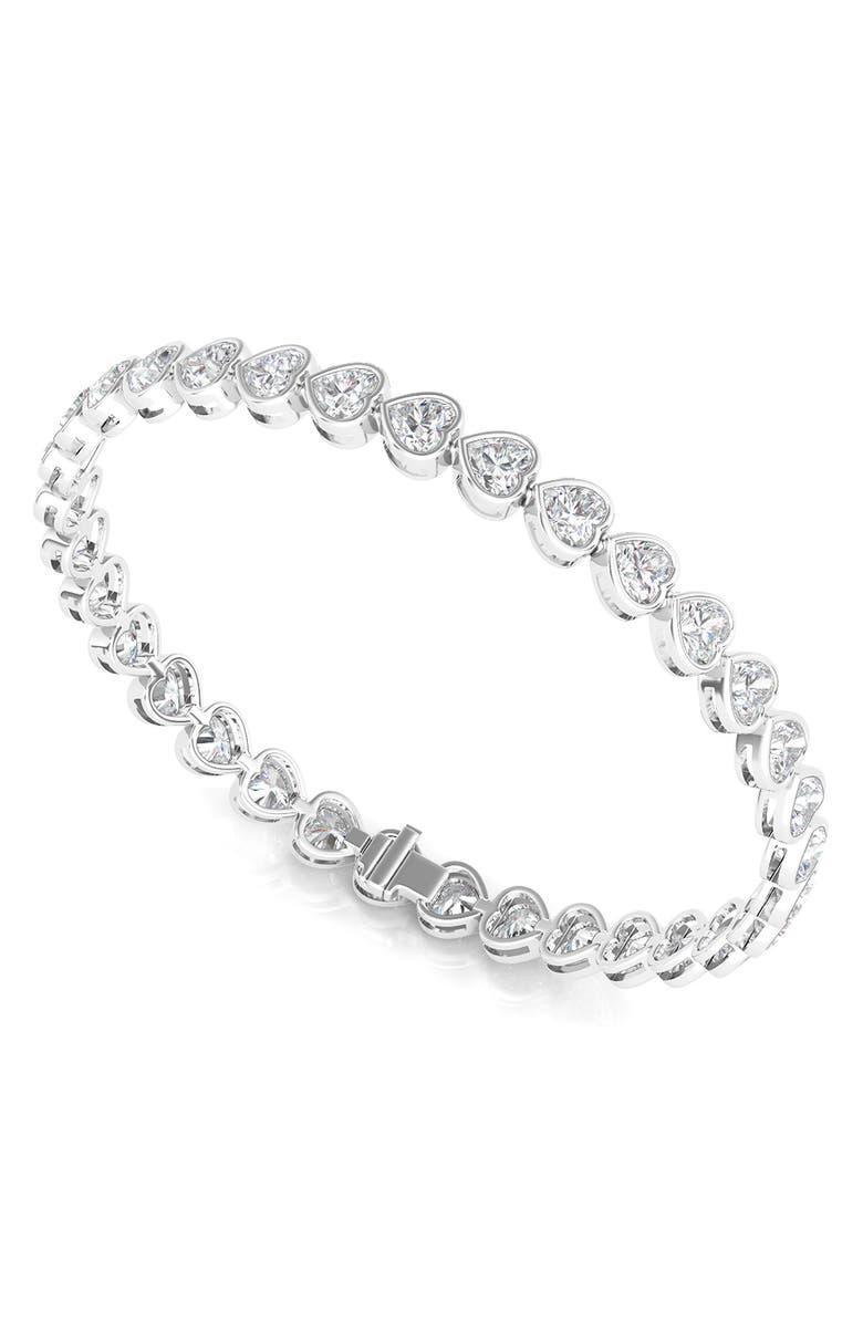 HauteCarat Bezel Heart Lab Created Diamond Bangle, Alternate, color, 18K White Gold