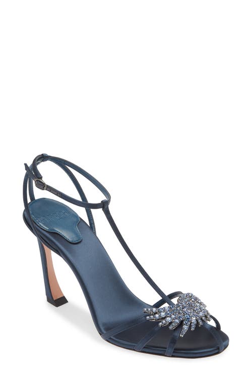 Piferi Maggio Crystal Brooch T-Strap Sandal in Storm Blue /Storm Blue 