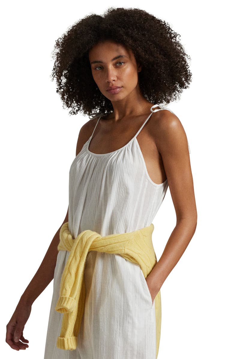 Polo Ralph Lauren Cotton Poplin Tiered Nightgown, Alternate, color, White Cloud