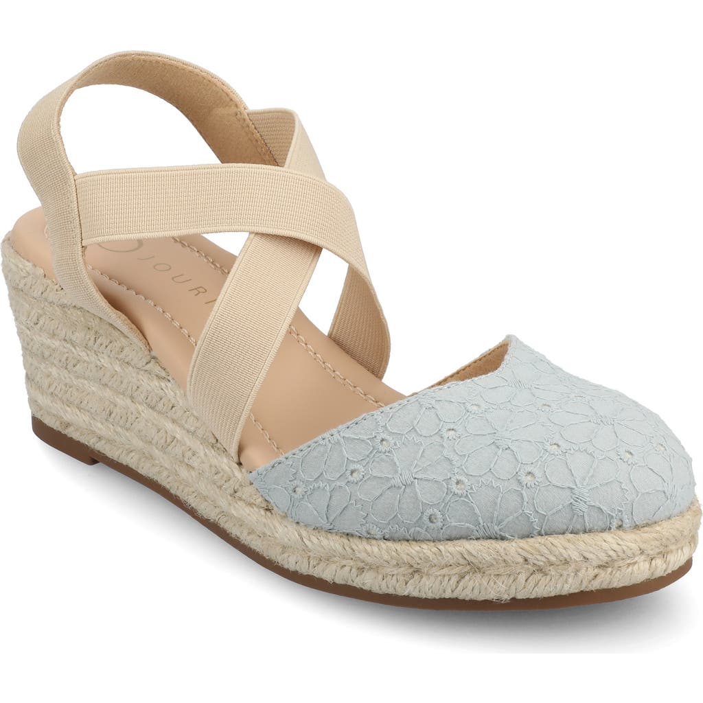Journee Collection Women's Ashlee Espadrille Platform Wedge Sandals In Blue