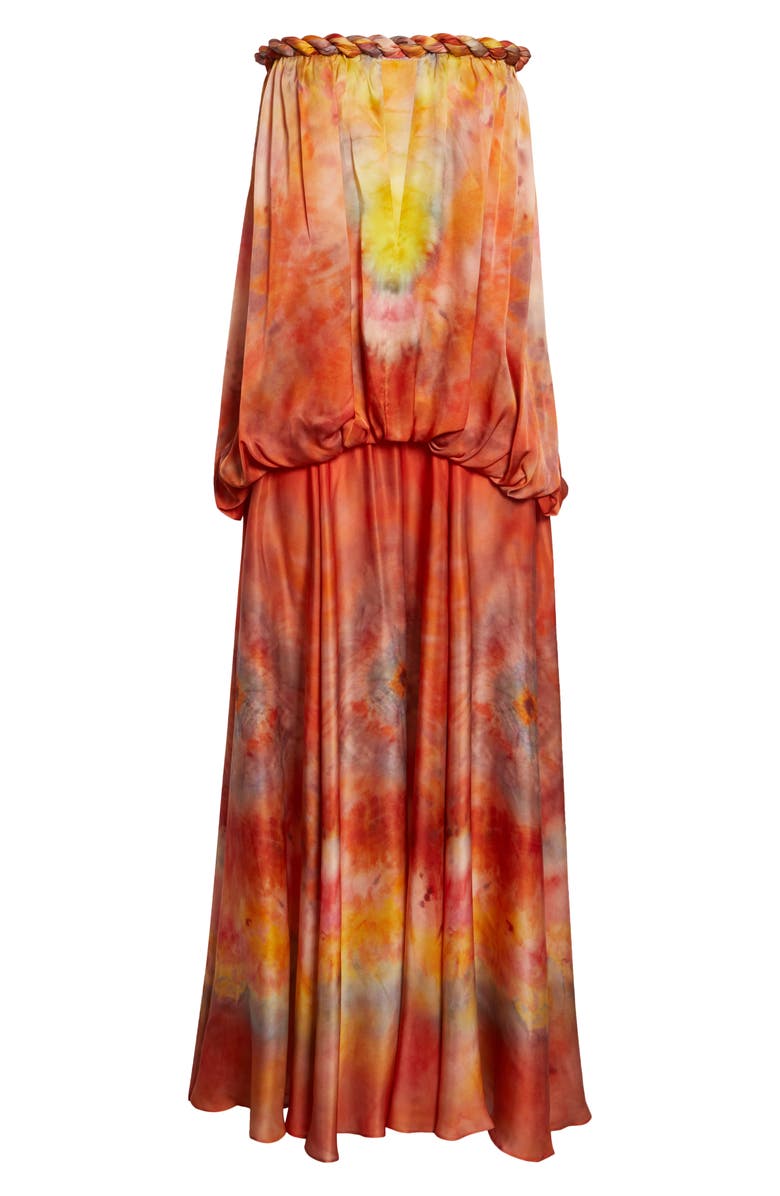 Zimmermann Luna Twist Print Silk Gown, Main, color, Ruby Tie Dye