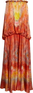 Zimmermann Luna Twist Print Silk Gown