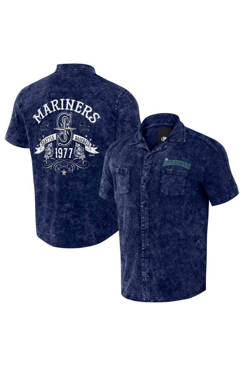 Men's Darius Rucker Collection by Fanatics  Navy Seattle Mariners Denim Team Color Button-Up Shirt, Main, color, Navy
