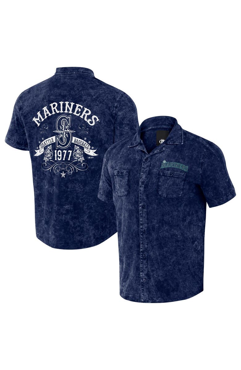 Darius Rucker Collection by Fanatics Men's Darius Rucker Collection by Fanatics Navy Seattle Mariners Denim Team Color Button-Up Shirt, Main, color, Navy