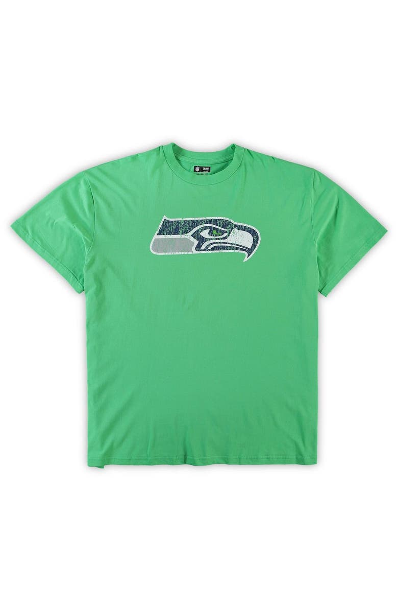 CONCEPTS SPORT Men's Concepts Sport Neon Green/Heathered Charcoal Seattle Seahawks Big & Tall T-Shirt & Shorts Set, Alternate, color, 