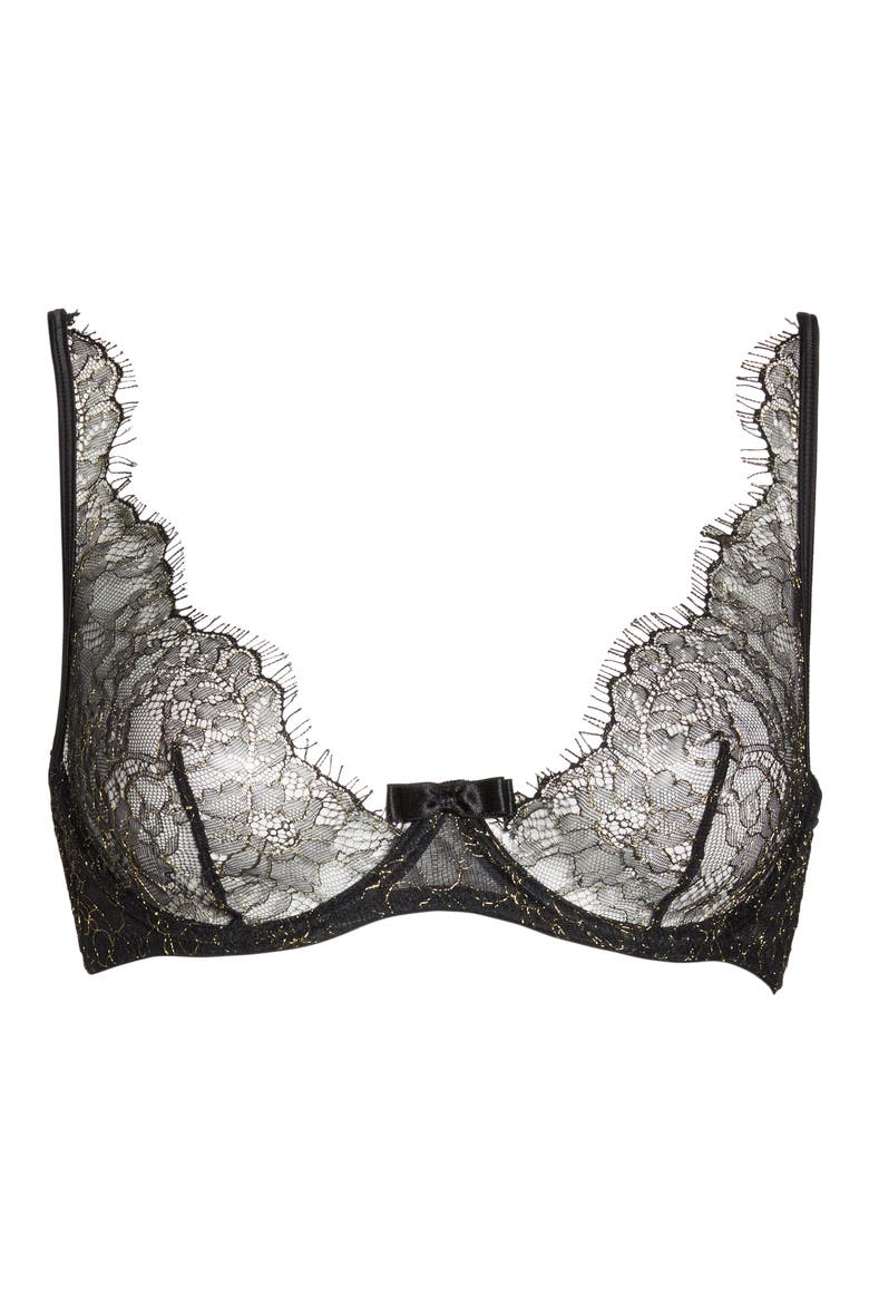 Jardin Imperial Underwire Balconette Bra, Alternate, color, BLACK / GOLD