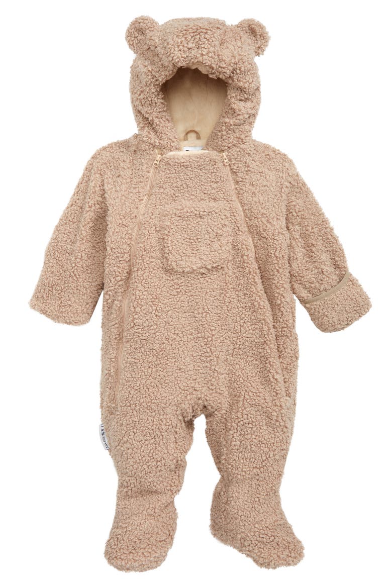 Teddy High Pile Fleece Bunting, Main, color, OATMEAL TEDDY