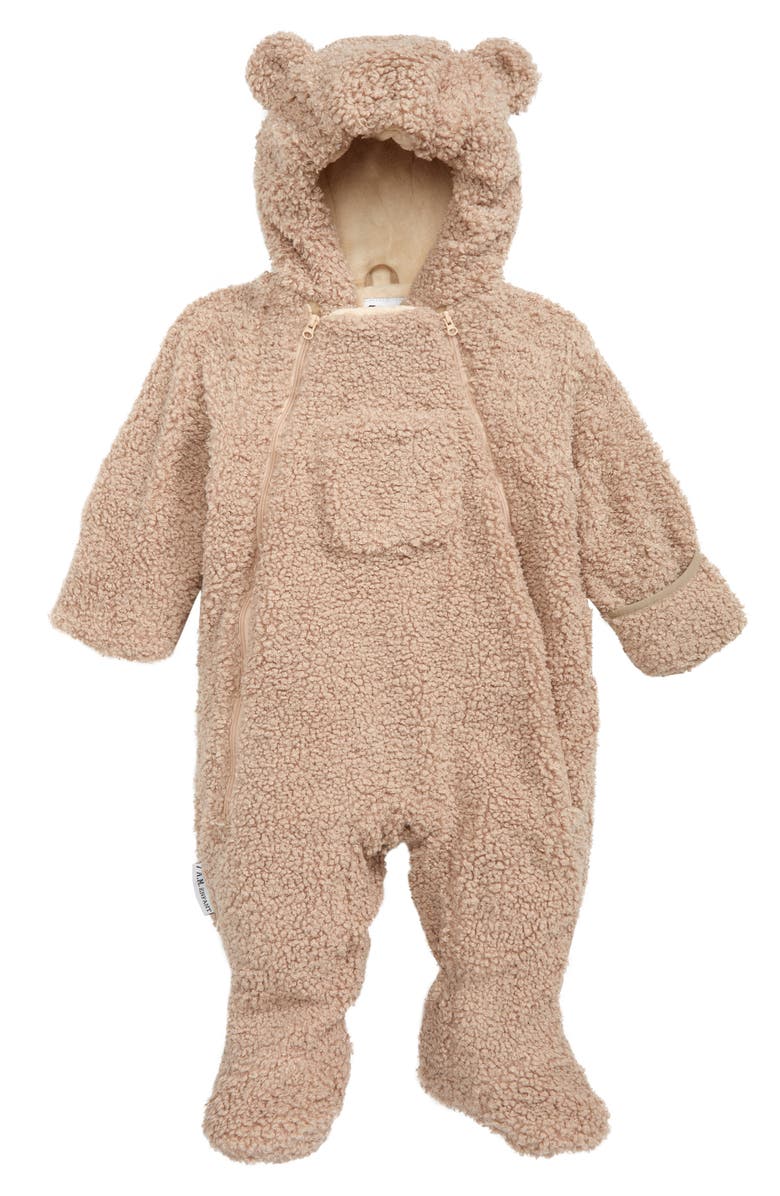 7 A.M. Enfant Teddy High Pile Fleece Bunting, Main, color, Oatmeal