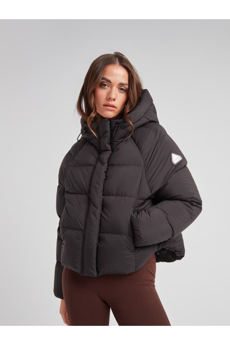 Cloud Cropped Hooded Puffer Jacket, Main, color, BLACK/STONE
