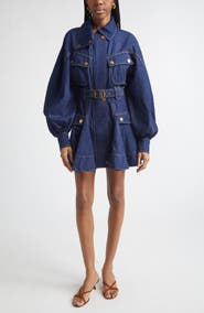 Zimmermann Kindred Spirit Luna Long Sleeve Denim Utility Minidress