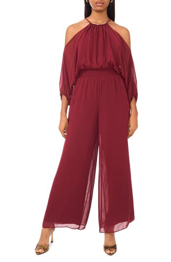 Halogen ® Chiffon Halter Jumpsuit In Burgundy