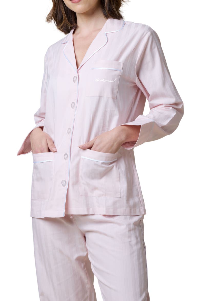 Bridesmaid Cotton Long Pajama Set, Alternate, color, Pink Peony