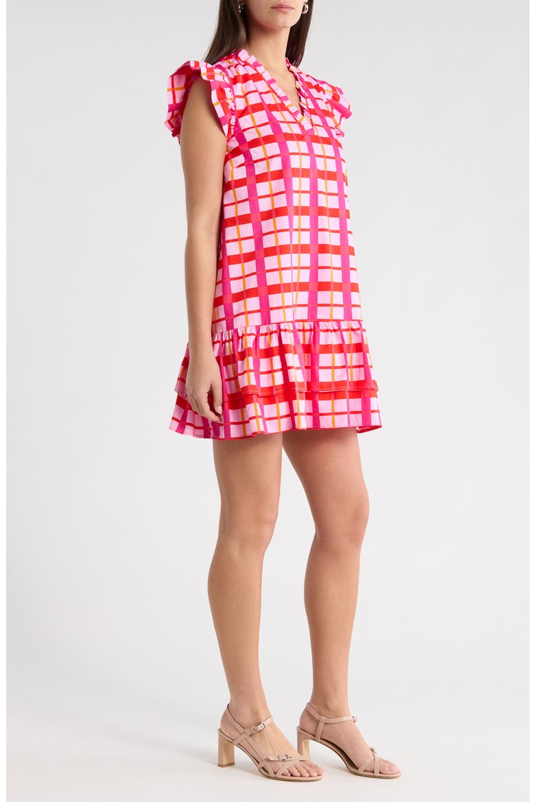 Darvy Check Shift Minidress, Alternate, color, PINKS-ORANGE