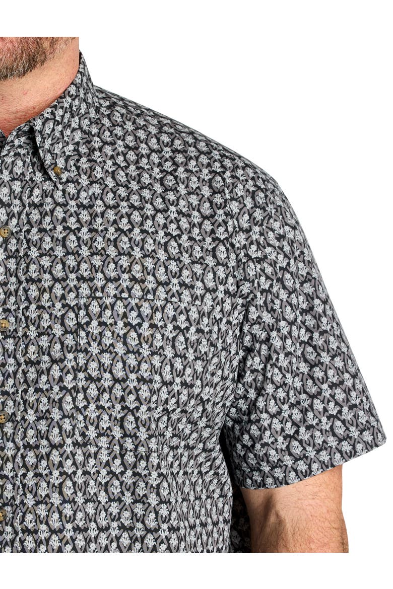 Big & Tall Easy-Care Abstract Print Sport Shirt, Alternate, color, BLACK GREY