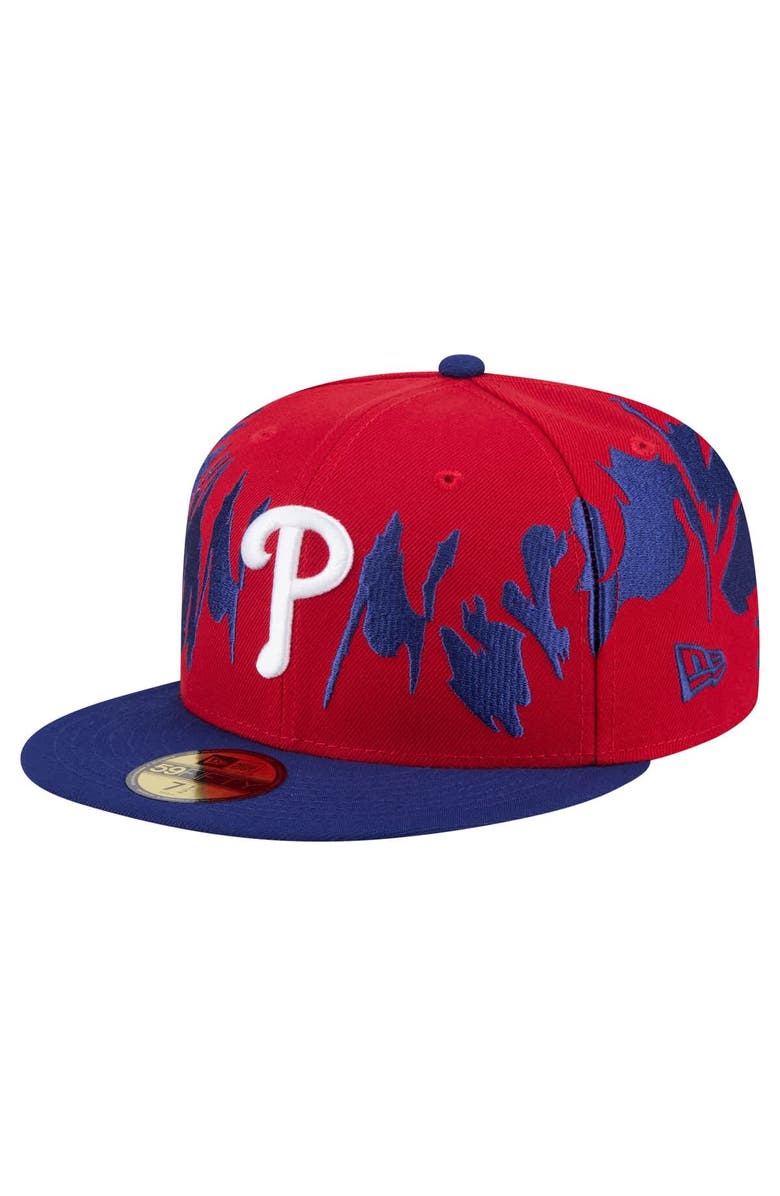 New Era Men's New Era Red/Royal Philadelphia Phillies Retro Pattern 59FIFTY Fitted Hat, Main, color, Red