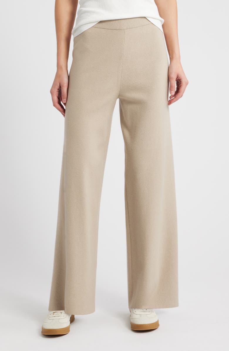 Rails Krista Knit Wide Leg Pants, Main, color, Heather Oatmeal