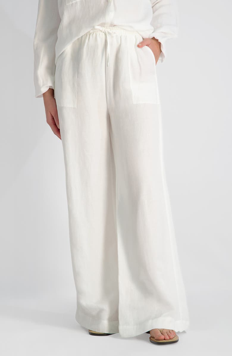 French Connection Cooper Wide Leg Drawstring Pants, Main, color, Summer White