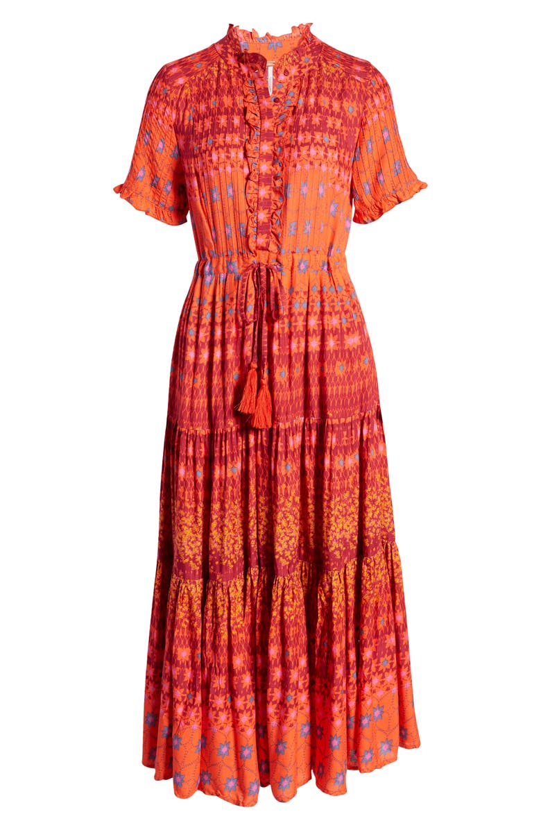 Free People Rare Feeling Pleated Maxi Dress, Alternate, color, Ruby Red