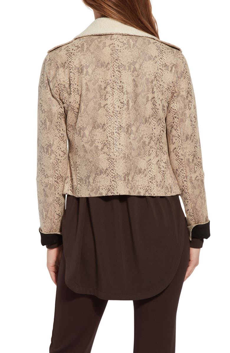 Lysse Rosalind Detachable Faux Shearling Collar Crop Jacket, Alternate, color, Rock Snake