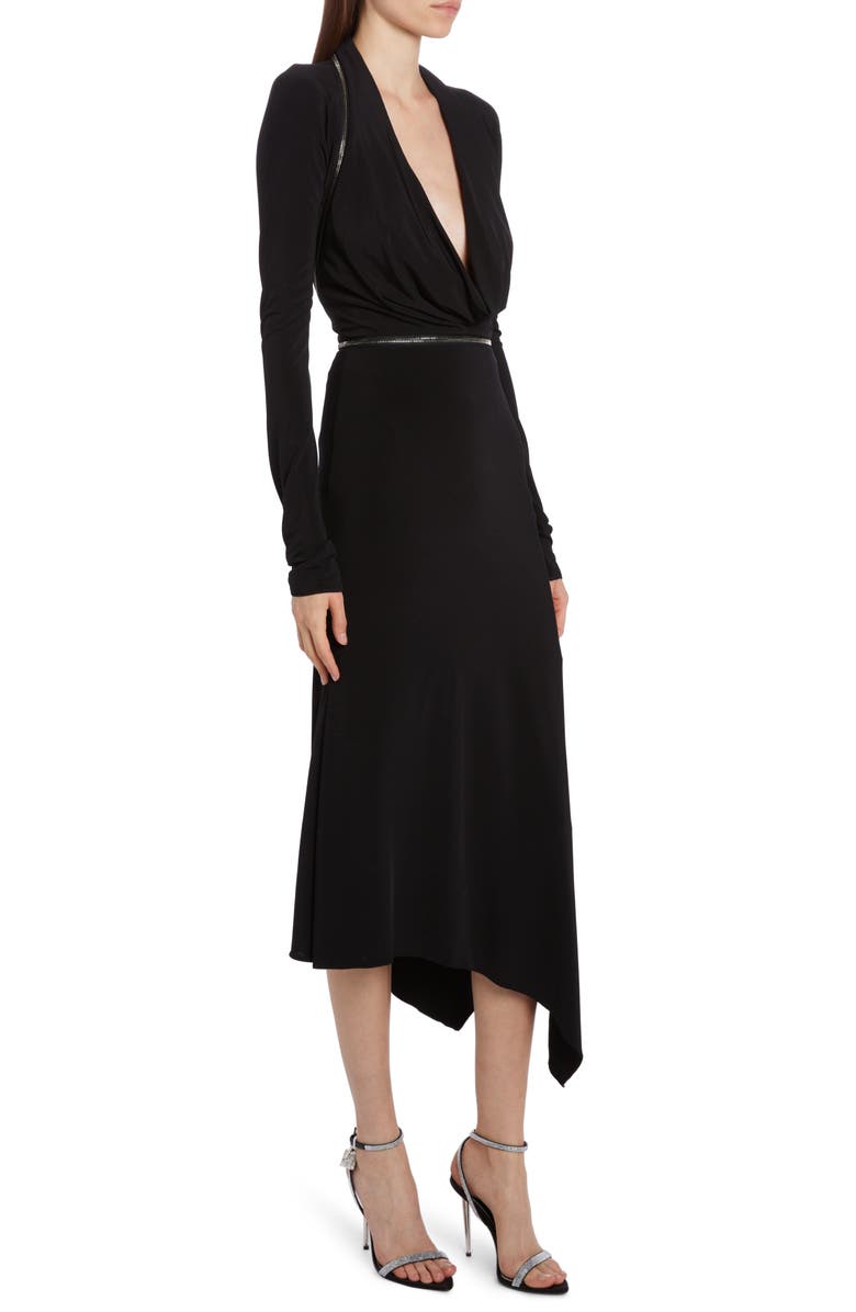 TOM FORD Zip Detail Long Sleeve Jersey Midi Dress, Alternate, color, 
