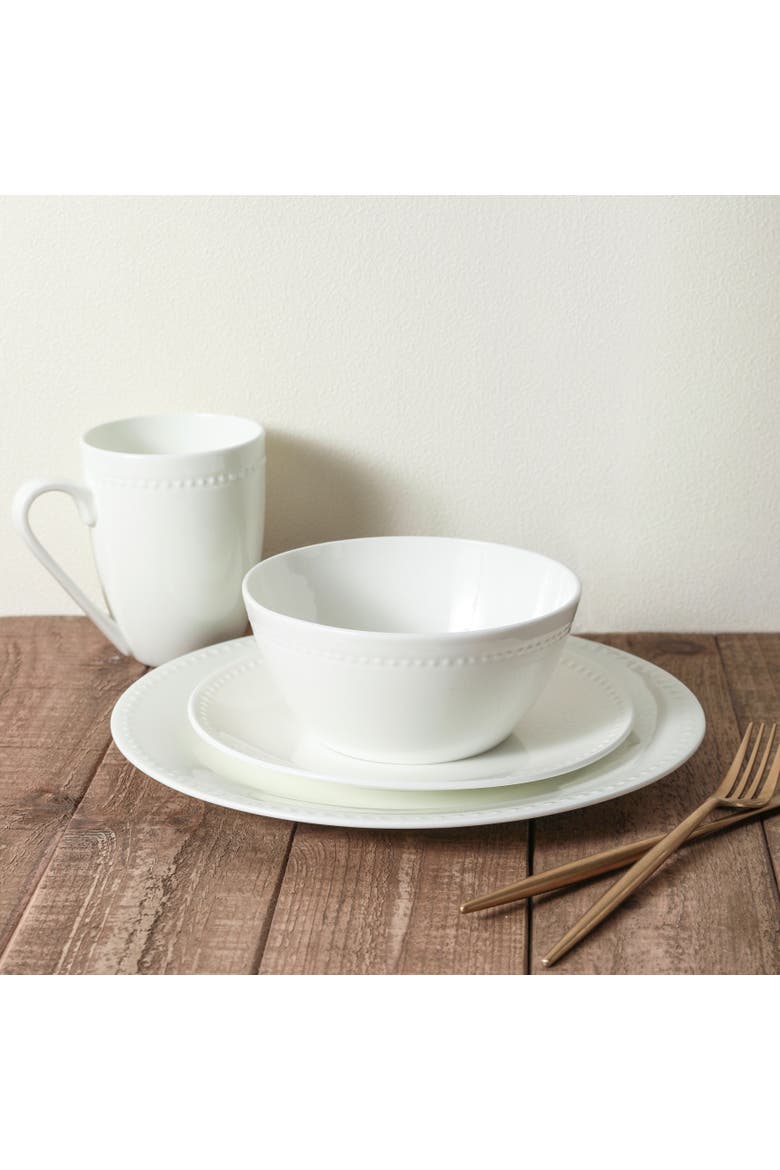 Ava Bone China 16-Piece Dinnerware Set, Alternate, color, White