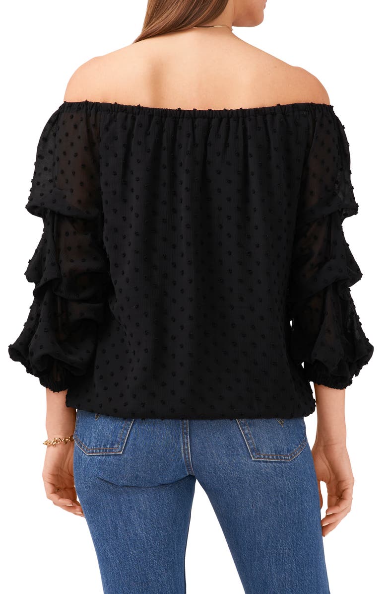 Vince Camuto Off the Shoulder Clip Dot Top, Alternate, color, 