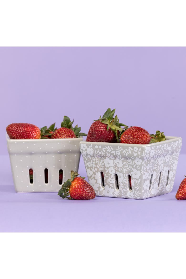 Pinkies Up Berry Baskets Set of 2 Ceramic Pink, Alternate, color, Pink