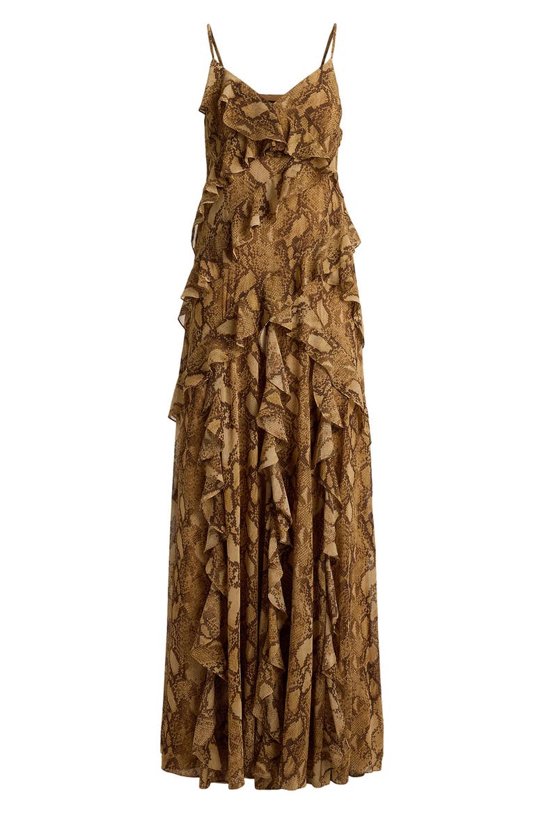 Snakeskin Print Crinkle Georgette Cocktail Dress, Alternate, color, BEIGE/ MULTI