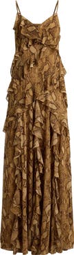 Lauren Ralph Lauren Snakeskin Print Crinkle Georgette Cocktail Dress