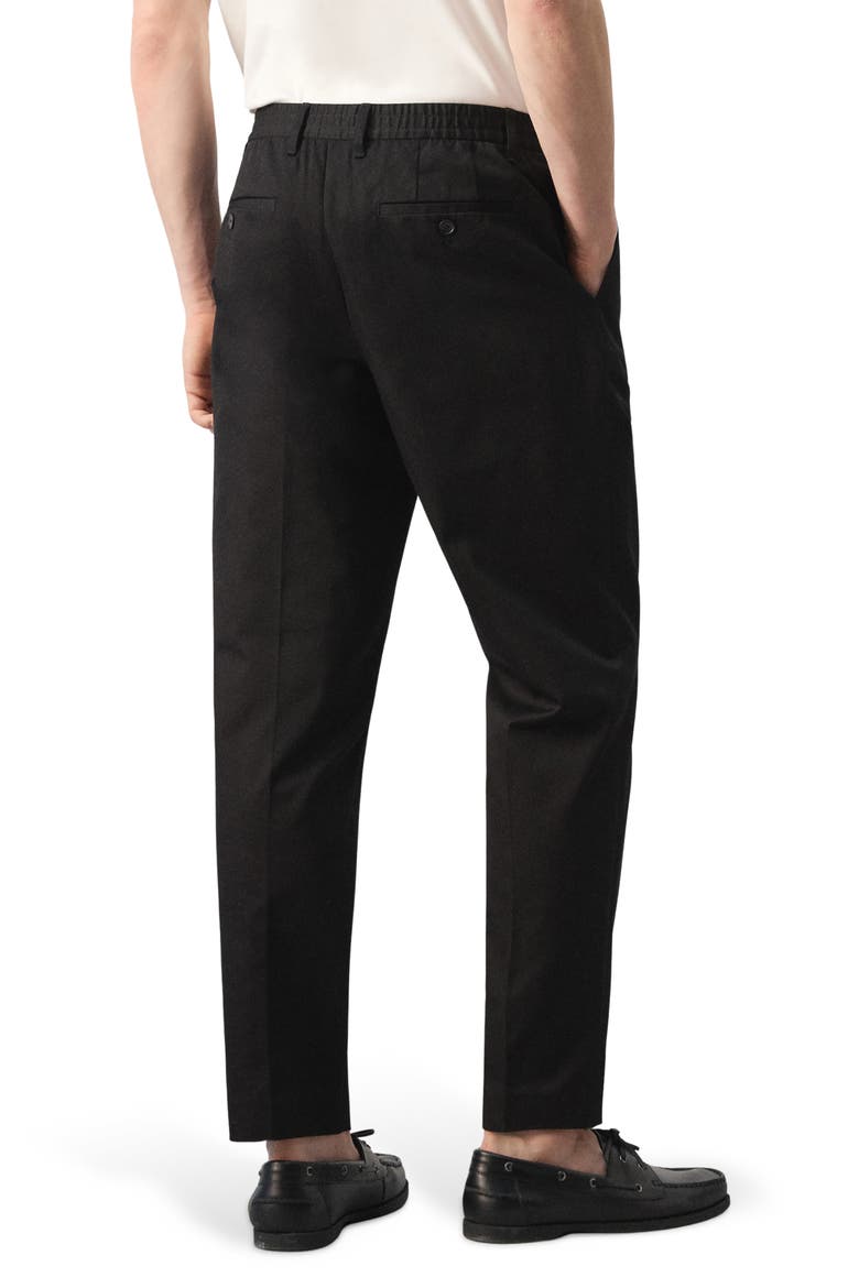 Pleated Cotton Straight Leg Pants, Alternate, color, BLACK